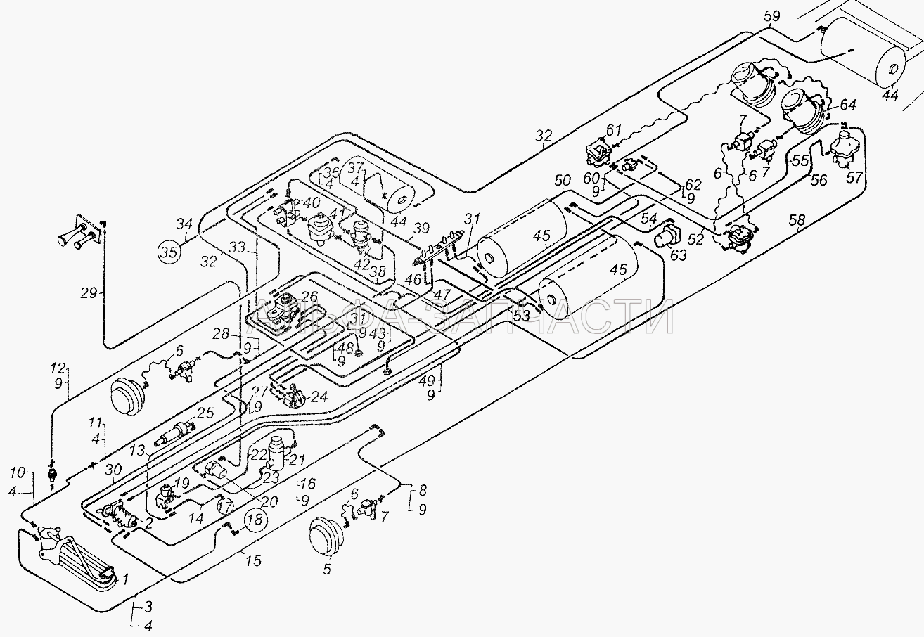 Воздушная система маз 5440 схема