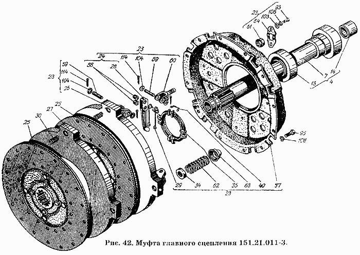 Муфта главного сцепления 151.21.011-3 (150.21.204 Диск промежуточный) 