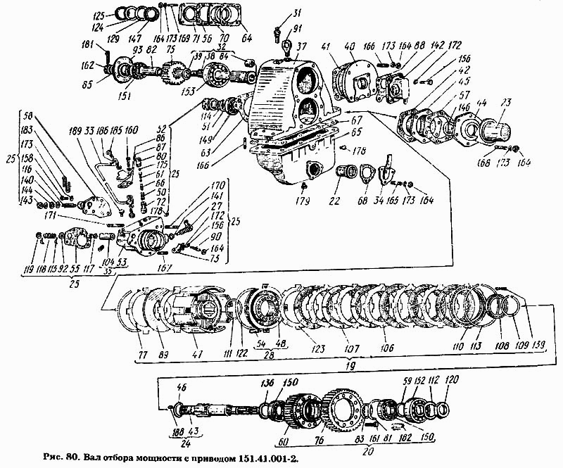 Вал отбора мощности с приводом 151.41.001-2  