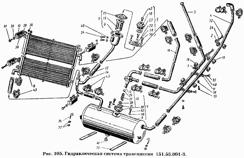 Гидравлическая система трансмиссии 151.55.001-3 (ХСВ-35 Хомутик стяжной) 