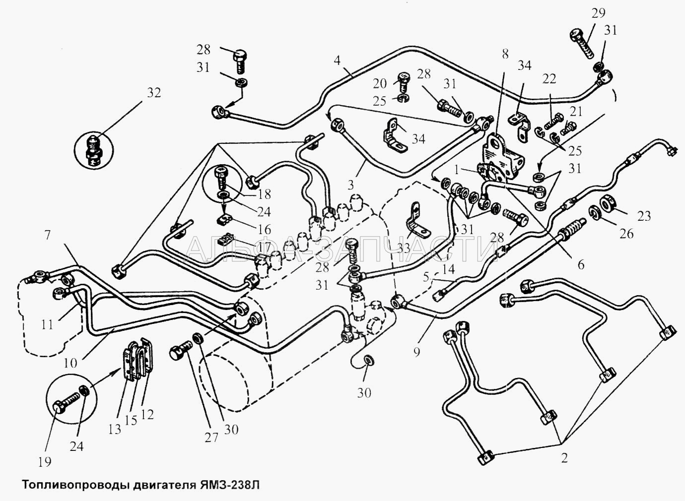 Топливопроводы двигателя ЯМЗ-238Л  