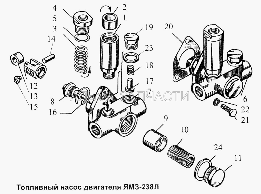 Топливный насос двигателя ЯМЗ-238Л (236М-1106056 Пружина демпфера) 