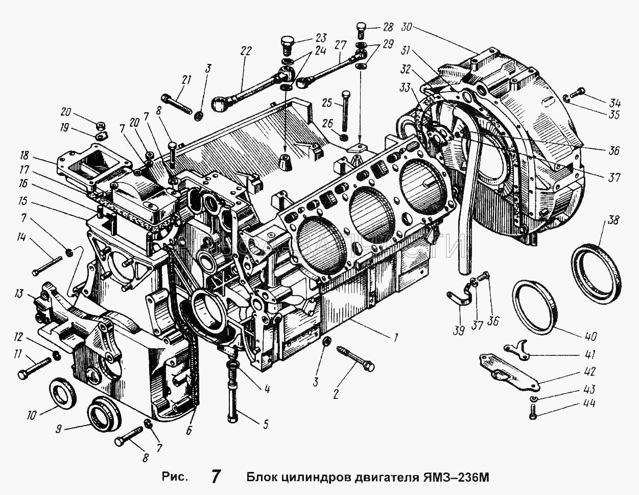 Блок цилиндров двигателя ЯМЗ-236М (236-1014272 Прокладка) 