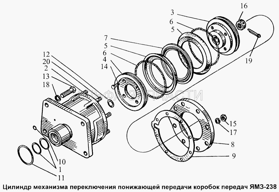 Цилиндр механизма переключения понижающей передачи коробок передач ЯМЗ-238 (238-1722024 Цилиндр) 