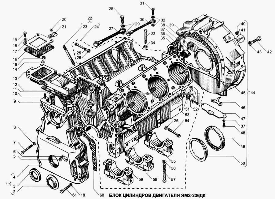 Блок цилиндров двигателя ЯМЗ-236ДК (310044-П29 Болт) 