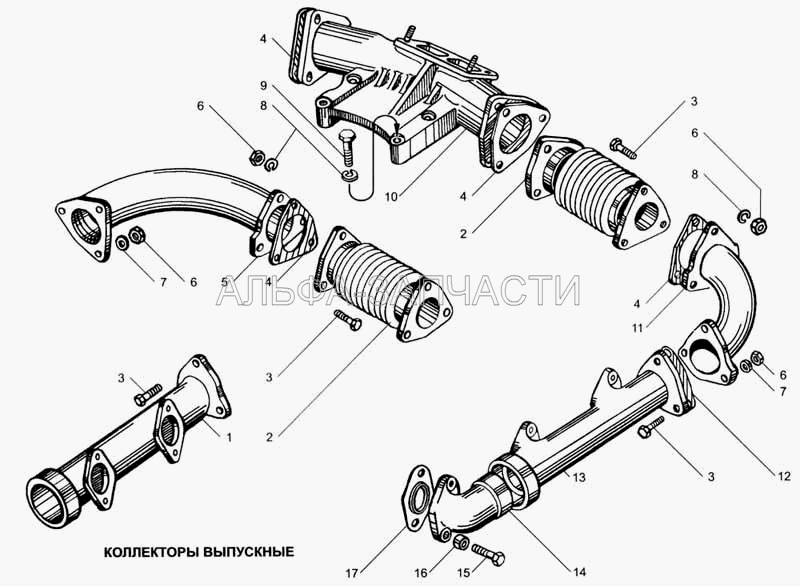 Коллекторы выпускные (240Н-1008504 Болт крепления коллекторов) 