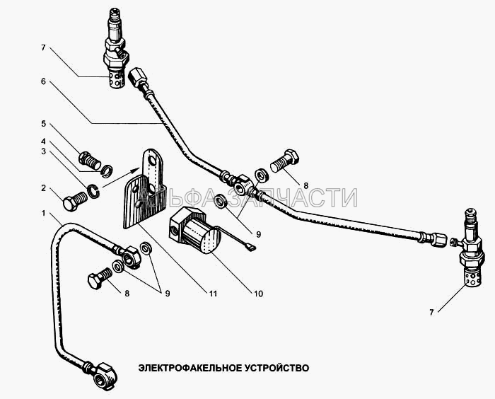 Электрофакельное устройство (238-1022840 Трубка топливная от электромагнитного клапана к свечам) 