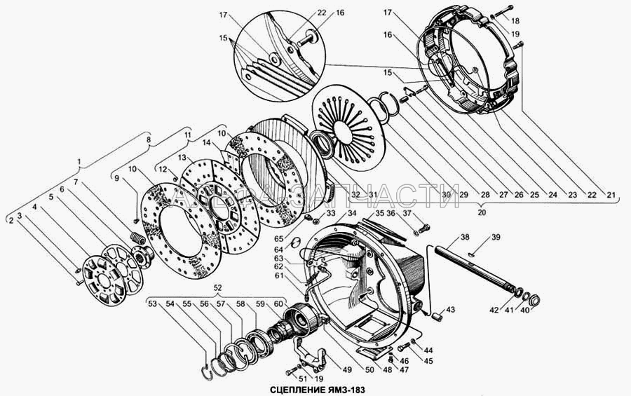 Сцепление для двигателей ЯМЗ-6562.10, 6563.10 (252135-П2 Шайба пружинная) 