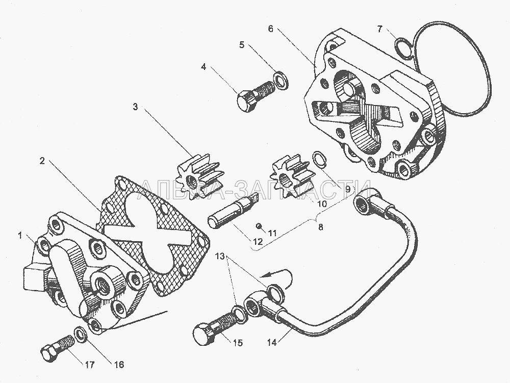 Масляный насос коробок передач ЯМЗ-2361-06, ЯМЗ 2381-06 (336.1704010 Насос масляный в сборе) 