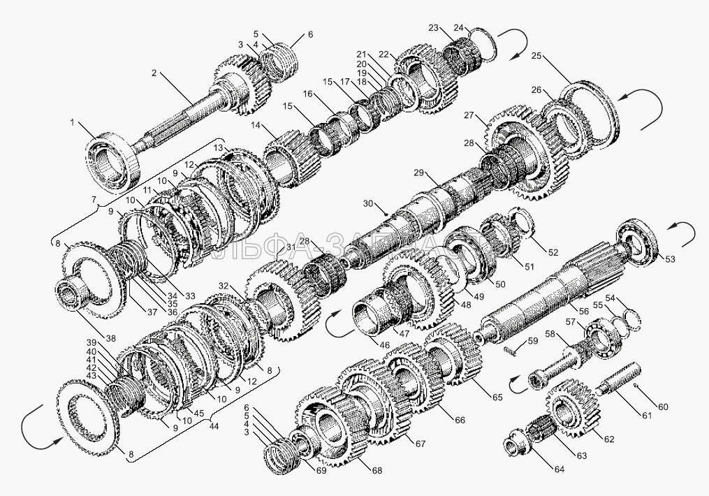 Валы и шестерни коробок передач ЯМЗ-239, ЯМЗ-2391  