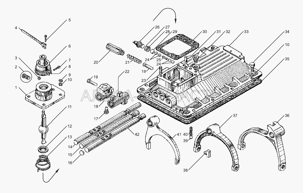Механизм переключения коробок передач ЯМЗ-239, ЯМЗ-2391 (336.1702024 Вилка переключения заднего хода) 