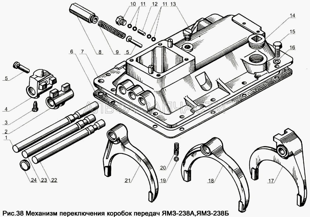 Механизм переключения коробок передач ЯМЗ-238А, ЯМЗ-238Б (238-1702015-Б Крышка верхняя) 