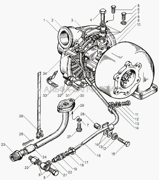 Трубки подвода и слива масла турбокомпрессора (238Ф-1118322 Прокладка фланца трубы) 