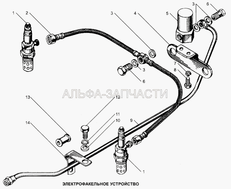 Электрофакельное устройство (240Н-1022843 Трубка топливная от электромагнитного клапана к свечам) 