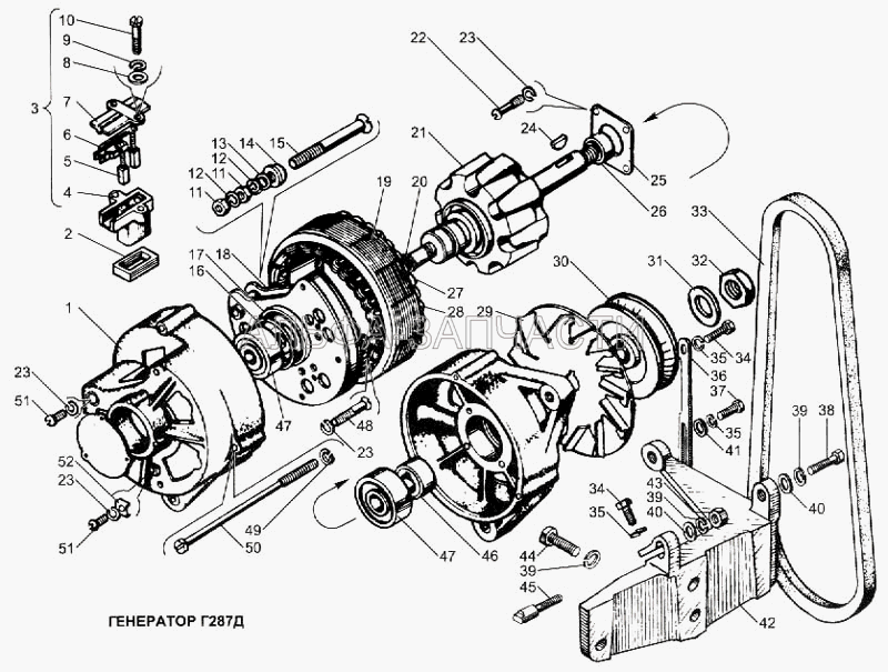 Генератор Г287Д (201499-П29 Болт 10-6gх30) 