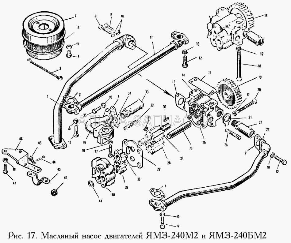 Масляный насос двигателей ЯМЗ-240М2 и ЯМЗ-240БМ2  