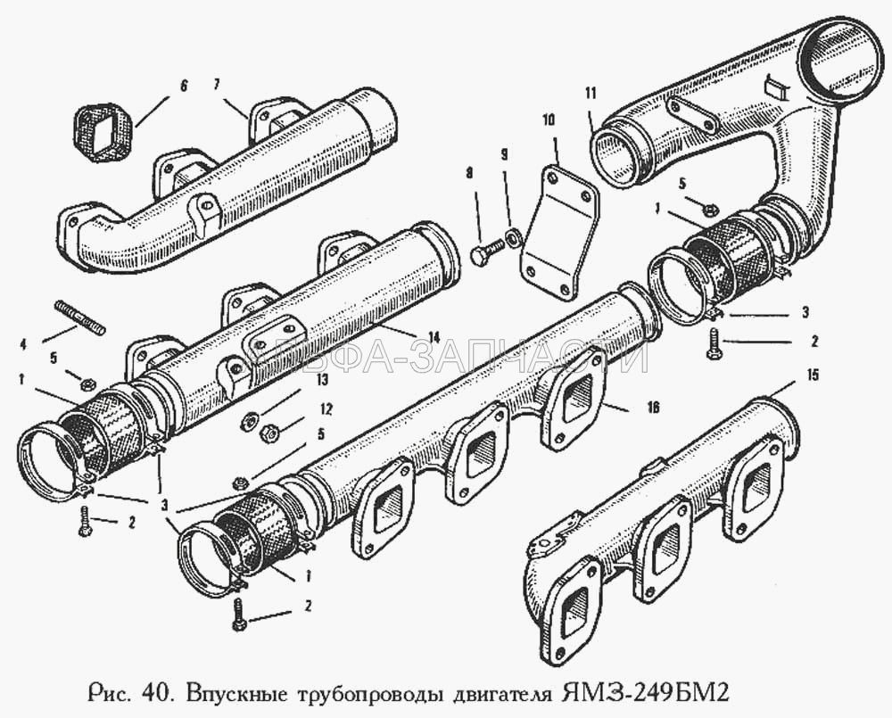 Впускные трубопроводы двигателя ЯМЗ-249БМ2  