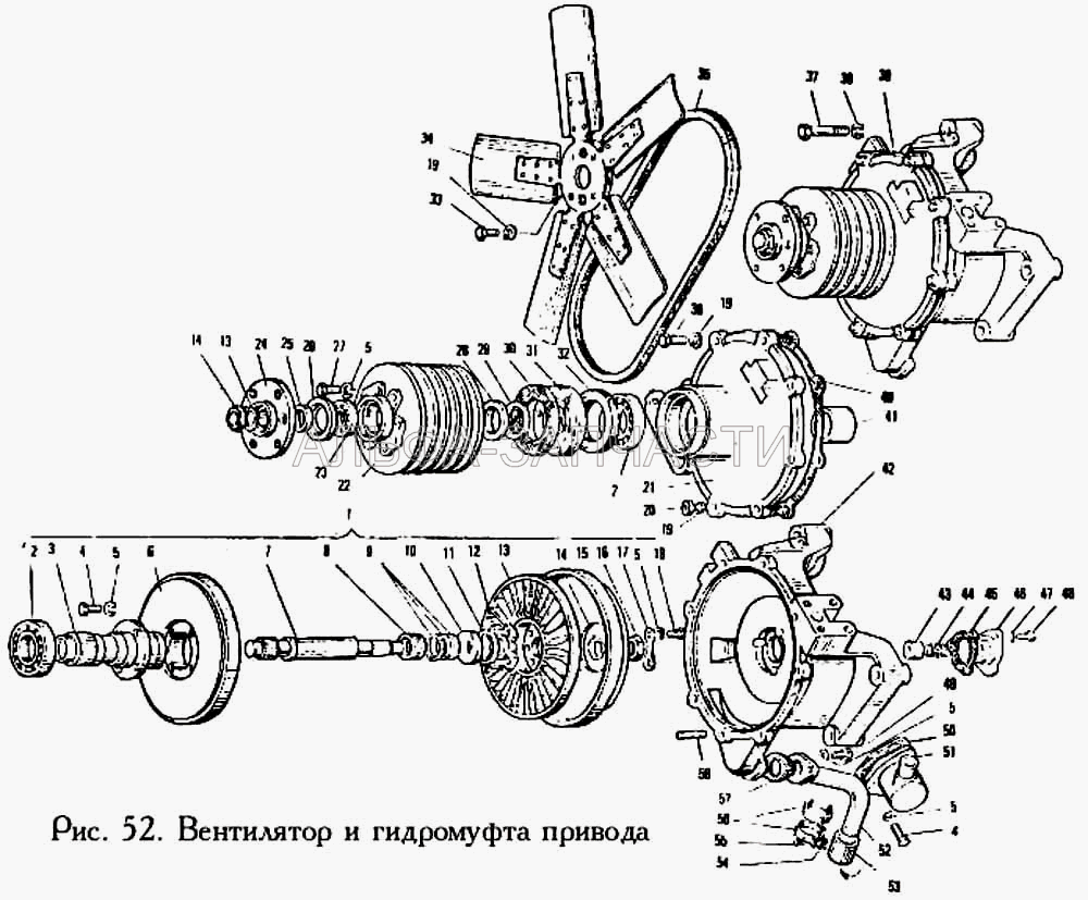 Вентилятор и гидромуфта привода (201458-П29 Болт М8х25) 