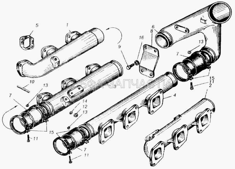 Трубопроводы впускные двигателя ЯМЗ-240Б  