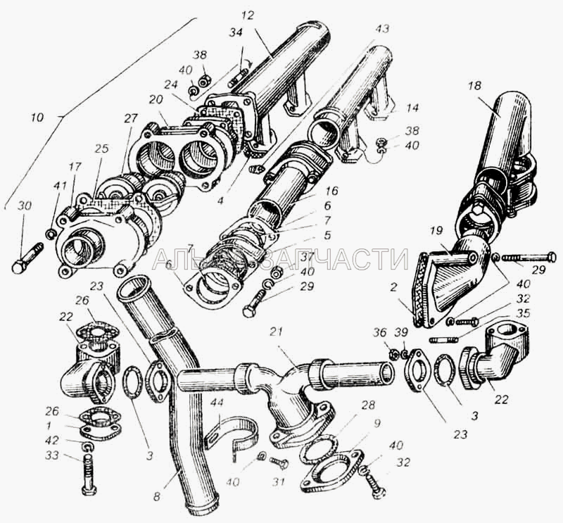 Трубы водяные двигателей ЯМЗ-240Н, ЯМЗ-240П  