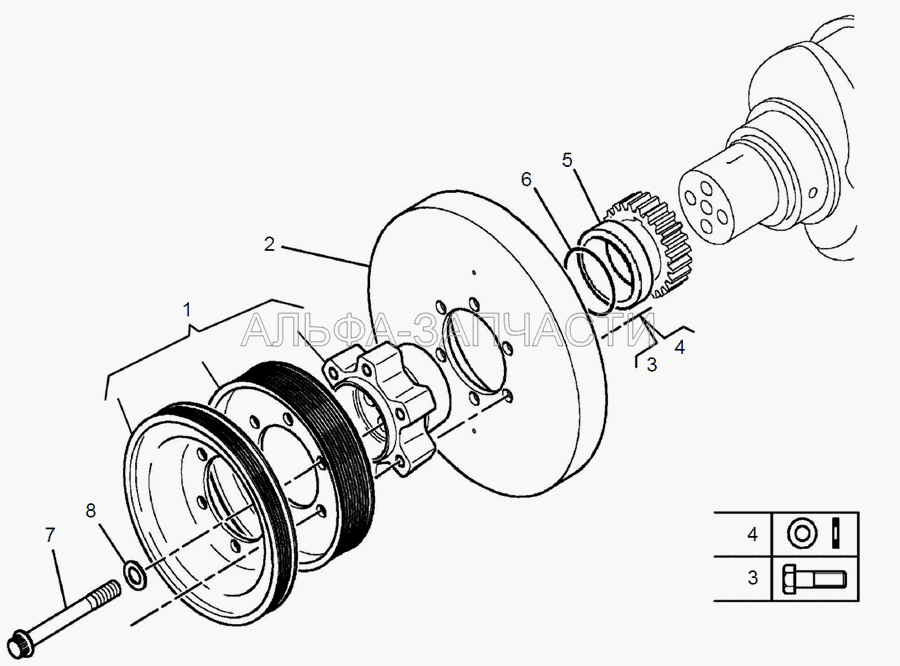 Демпфер и шкивы вала коленчатого  