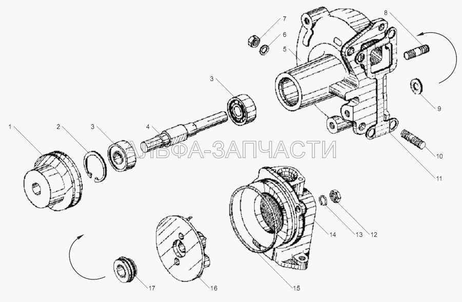 НАСОС ВОДЯНОЙ двигателей ЯМЗ-6562.10, ЯМЗ-6563.10 (236-1307010-Б2 Насос водяной в сборе) 