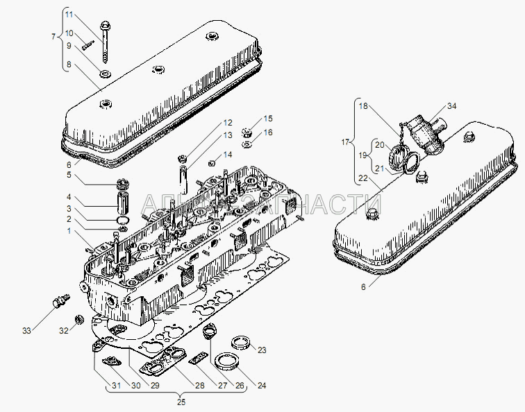 ГОЛОВКА ЦИЛИНДРОВ двигателей ЯМЗ-6562.10, ЯМЗ-6563.10 (236-1003244-А Крышка головки цилиндров с болтами в сборе) 