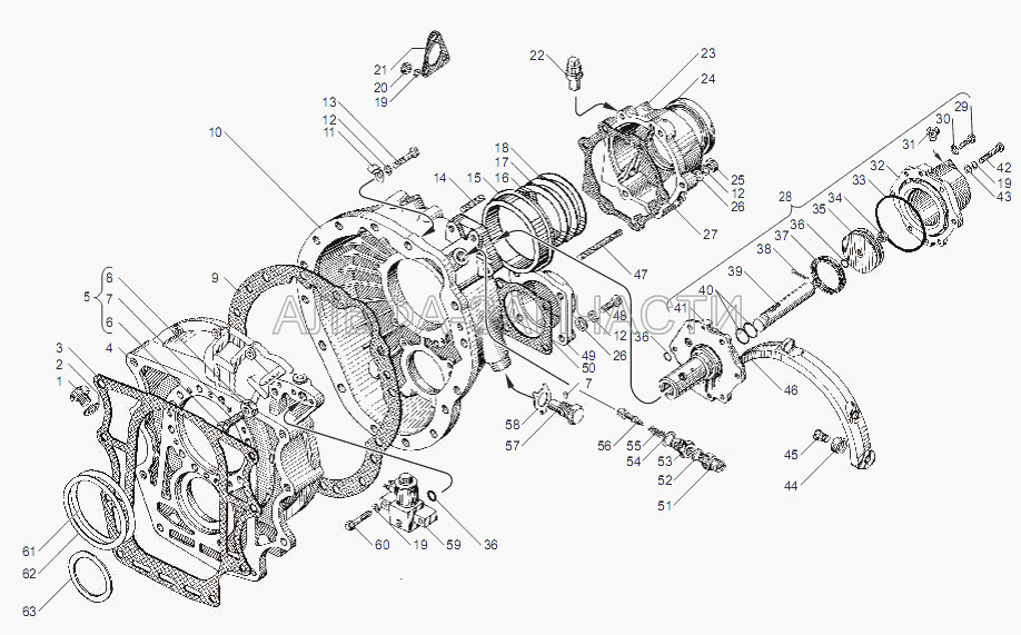 КАРТЕР ДЕМУЛЬТИПЛИКАТОРА КП ЯМЗ-2381 для двигателя ЯМЗ-6562.10 (201468-П29 Болт) 
