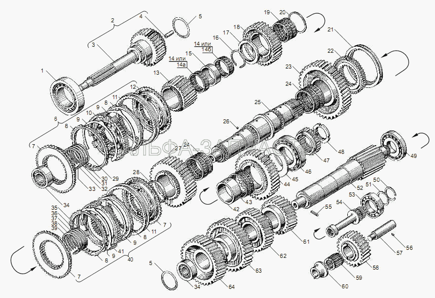 Валы и шестерни КП ЯМЗ-239  