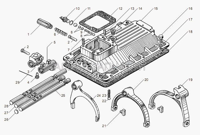 Механизм переключения КП ЯМЗ-239 (239.1702028 Головка переключения 2-ой и 3-ей передач) 