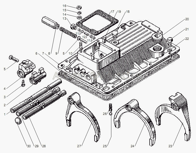 Механизм переключения КП ЯМЗ-2381 (310013-П29 Болт М10х35) 