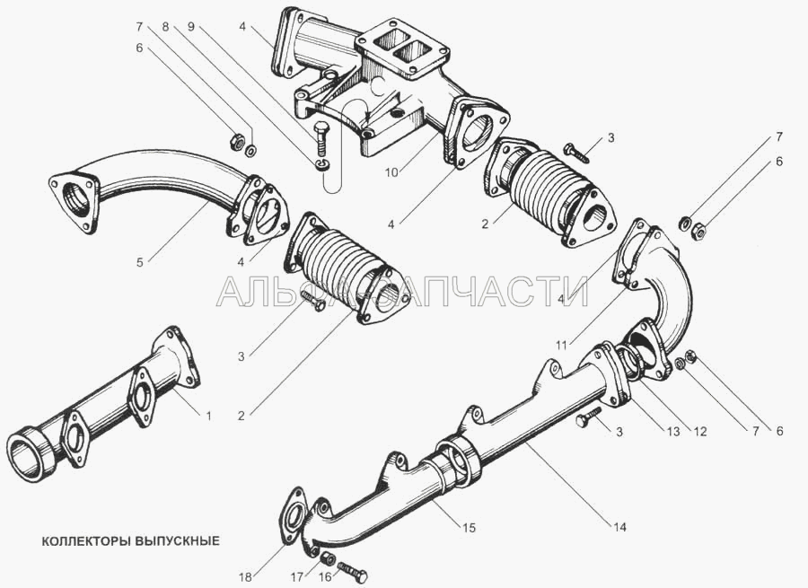 Коллекторы выпускные (240Н-1008504 Болт крепления коллекторов) 