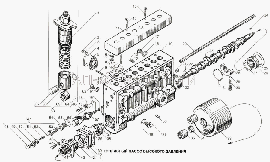 Топливный насос высокого давления (250508-П29 Гайка М6) 