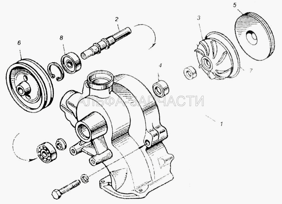 Водяной насос (840.1307030 Крыльчатка в сборе) 