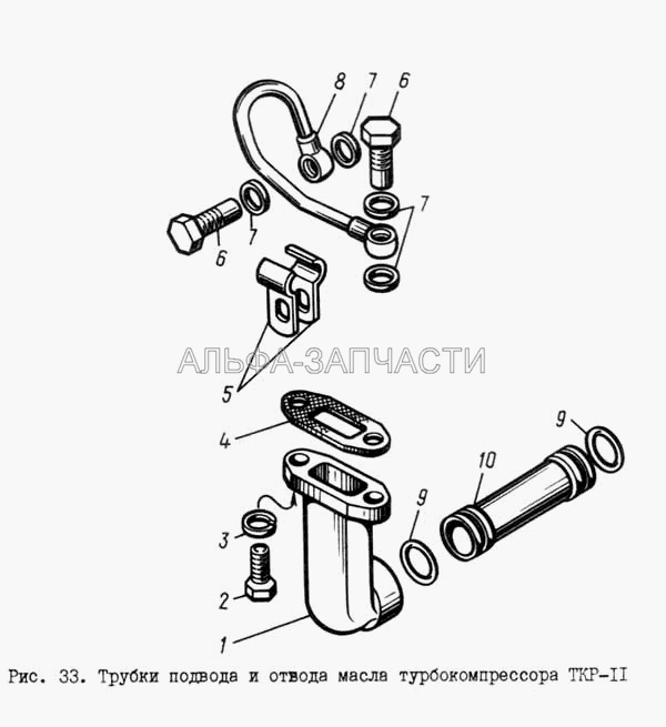 Трубки подвода и отвода масла турбокомпрессора К-11  