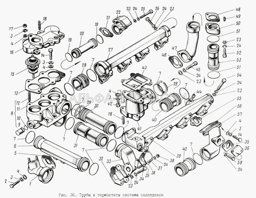 Трубы и термостаты системы охлаждения  