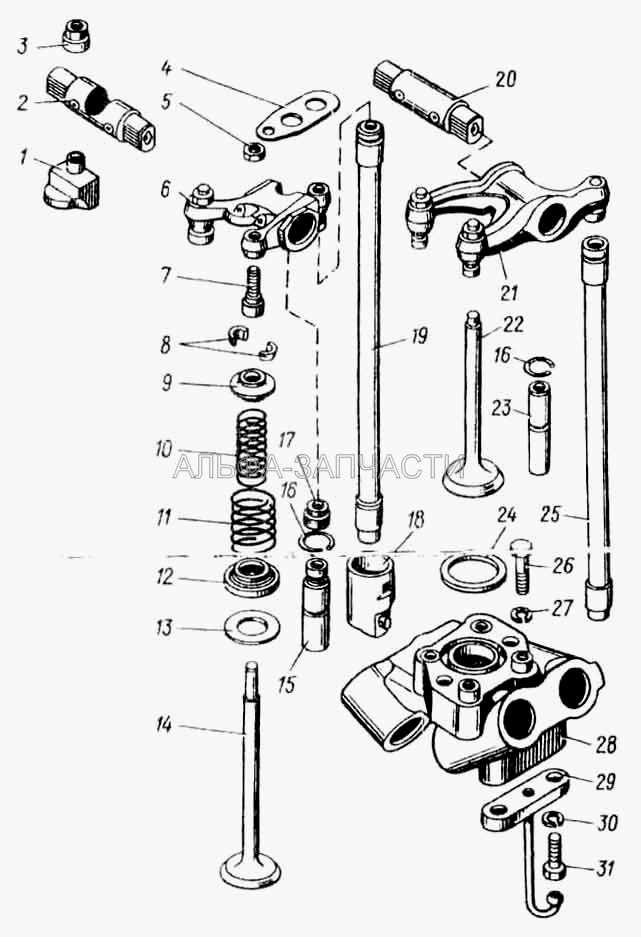 Клапаны и толкатели (840.1007174-01 Штанга толкателя впускных клапанов) 