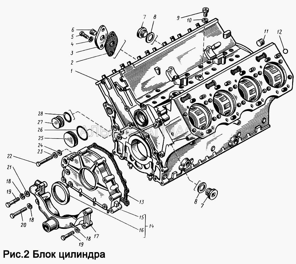 Блок цилиндров (201458-П29 Болт М8х25) 