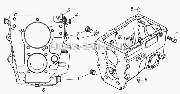 Картер коробки передач в сборе 14.1701010 (14.1701306 Пробка сливная с магнитом в сборе) 