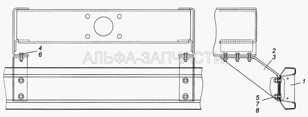 Установка заднего буфера 4308-2804003 (251648 Гайка М14х1,5-6Н ОСТ 37.001.197-75) 