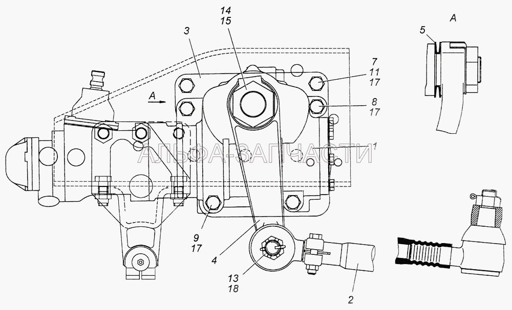 Установка рулевого механизма 4308-3400012-10 (1/58405/31 Болт М16х1,5-6gх50) 