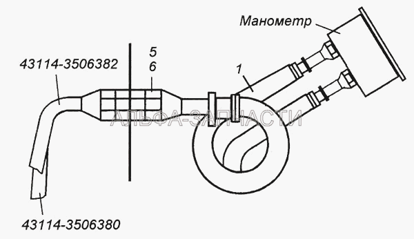 Установка трубопроводов к манометру 43114-3830001  