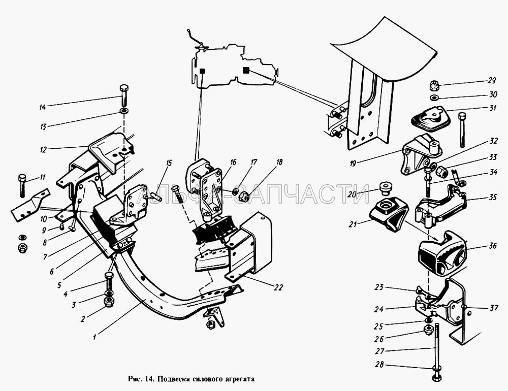 Подвеска силового агрегата (1/59903/21 Болт М20х1,5-6gх160) 