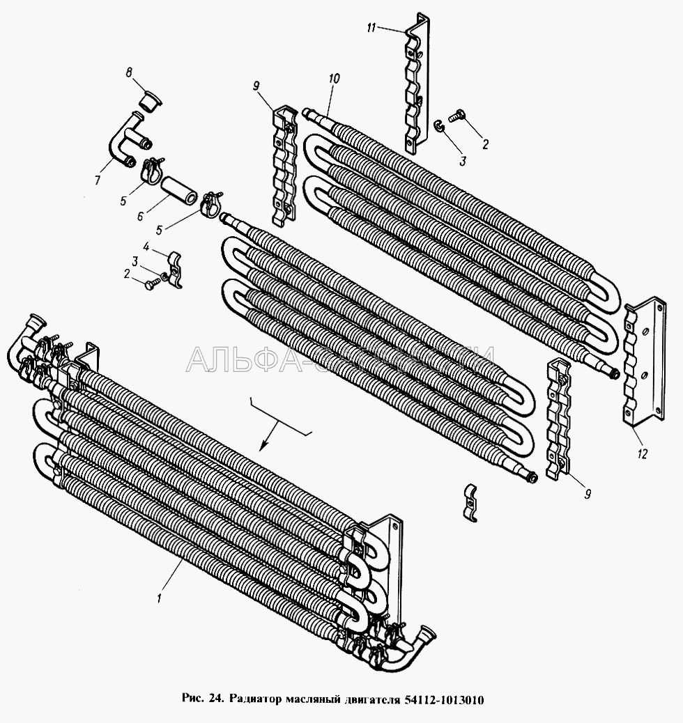 Радиатор масляный двигателя (54112-1013010 Радиатор масляный двигателя в сборе) 