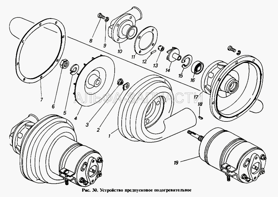 Устройство предпусковое подогревательное(4) (МЭ252-У-ХЛ Электродвигатель) 