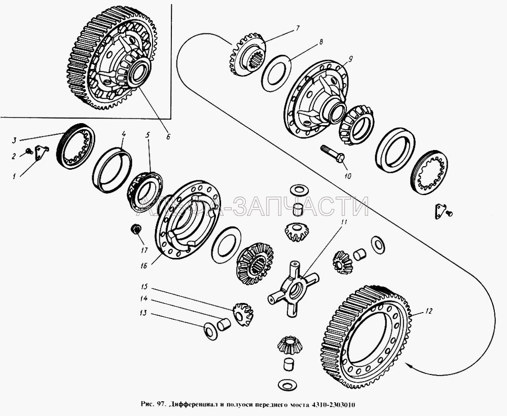Дифференциал и полуоси переднего моста  