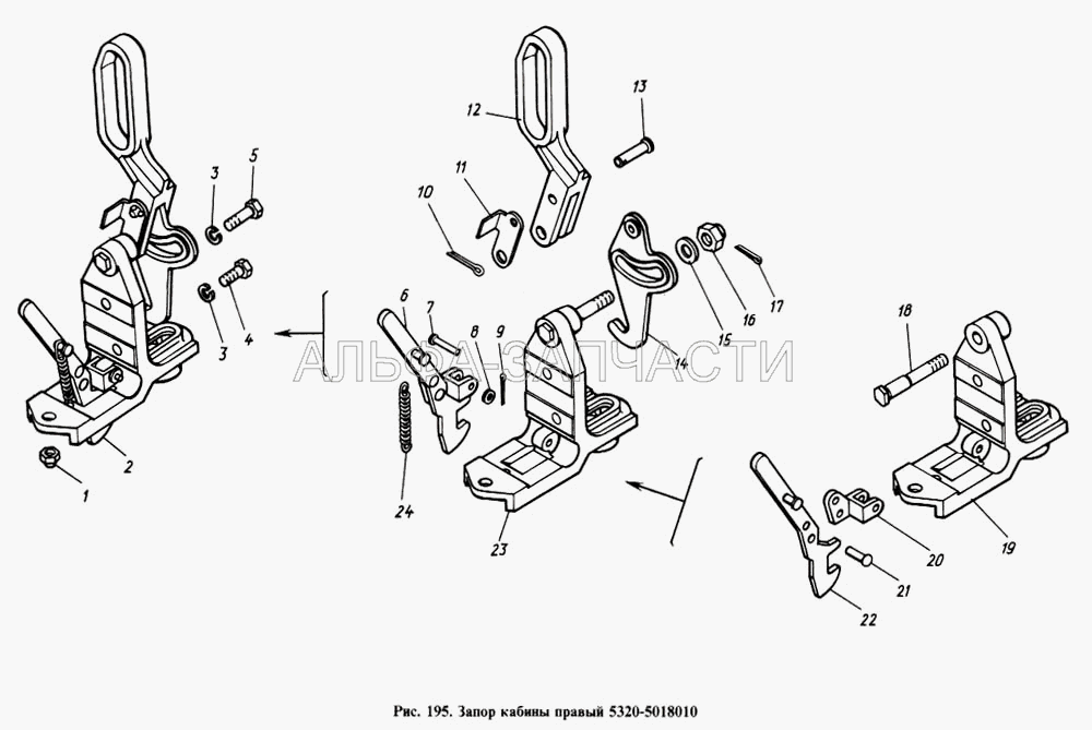 Запор кабины правый (5320-5018021 Крюк запора) 