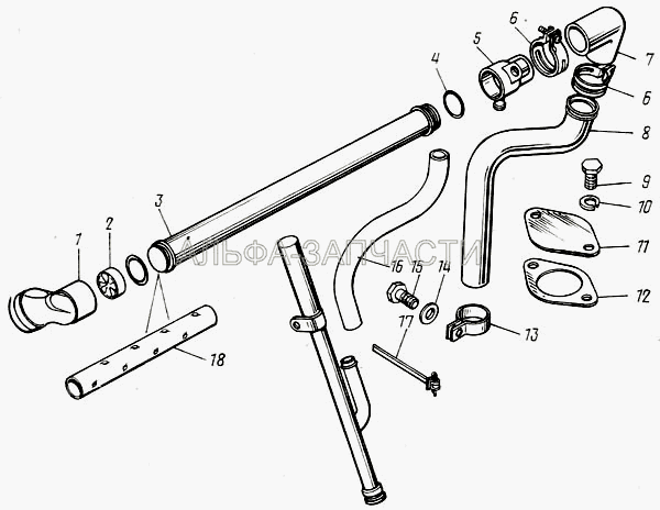 Вентиляция картера двигателя (740.1014122-10 Патрубок) 
