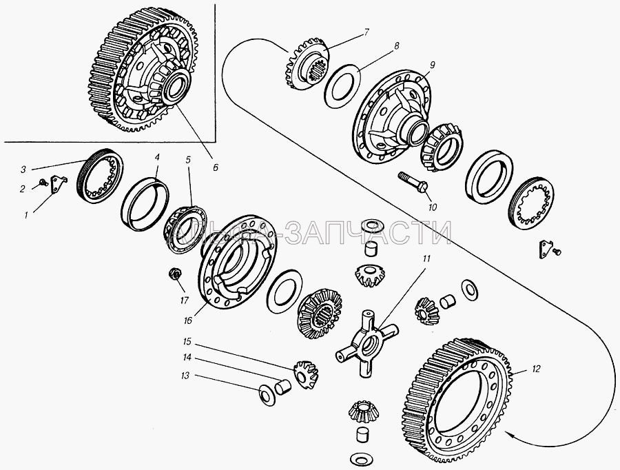Дифференциал и полуоси переднего моста (5320-2403060 Крестовина дифференциала заднего моста) 