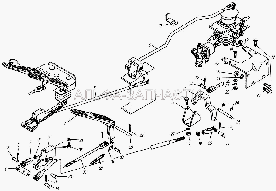 Педаль тормозная и привод (1/55407/21 Болт М12х1,25-6gх45) 